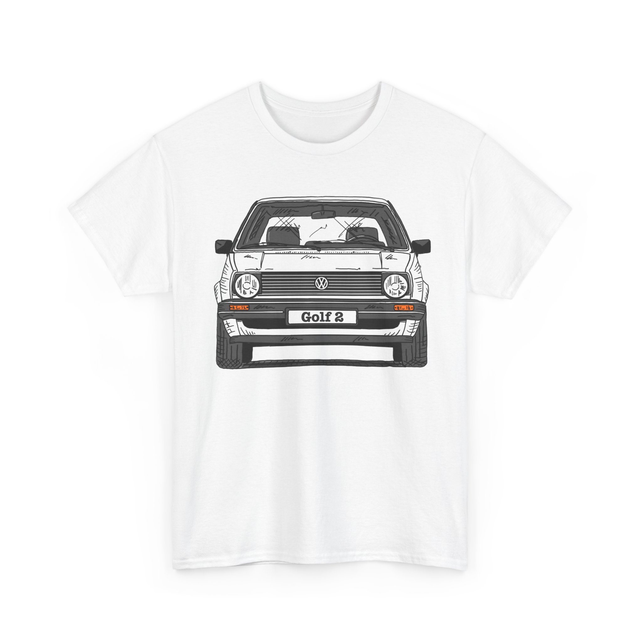T-Shirt, Golf 2, Strichzeichnung, Weiß, personalisierbar – Bild 2