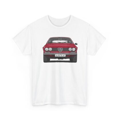 T-Shirt, Alfetta GT, Strichzeichnung, Rot, mit Kennzeichen personalisierbar – Bild 2