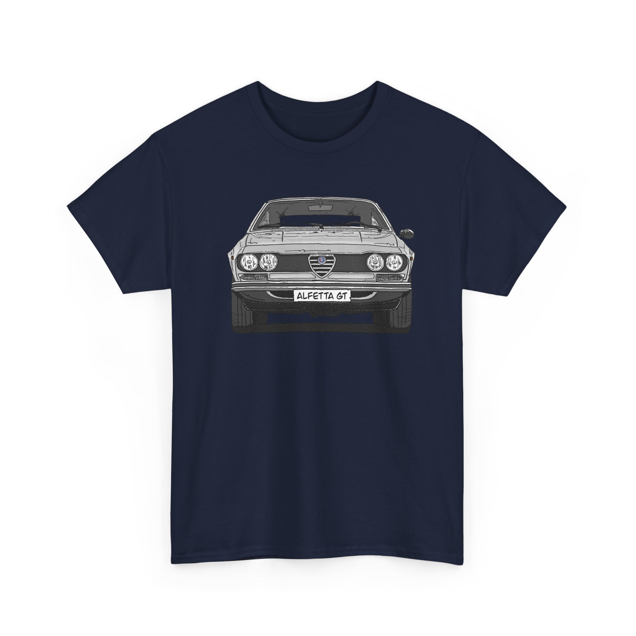 T-Shirt, Alfetta GT, Strichzeichnung, Silbergrau, mit Kennzeichen personalisierbar – Bild 10