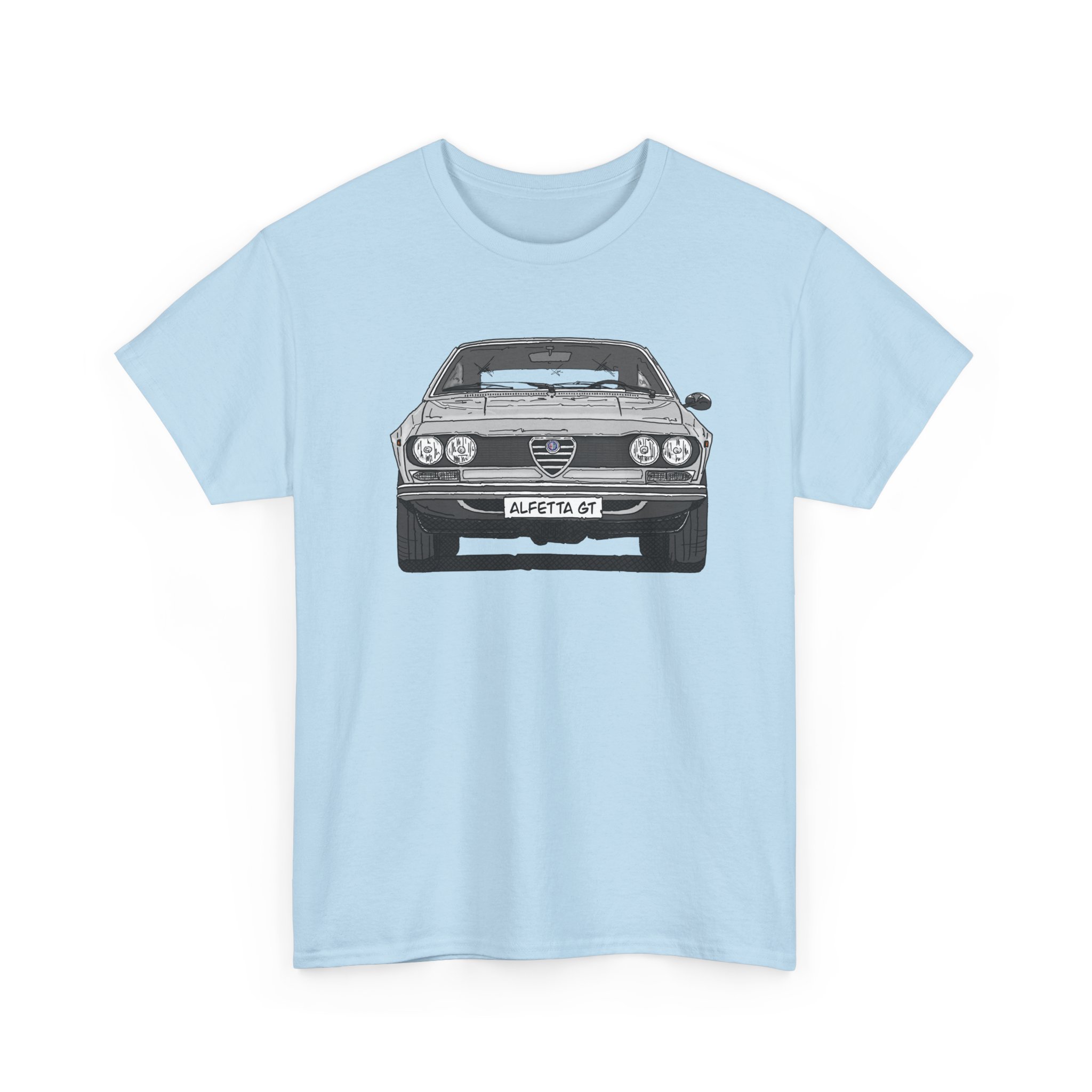 T-Shirt, Alfetta GT, Strichzeichnung, Silbergrau, mit Kennzeichen personalisierbar – Bild 8