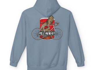 Hoodie, Peugeot PX 10, Strichzeichnung Logo, Weiß Rücken, mit Seriennummer personalisierbar
