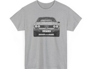 T-Shirt, Alfetta GT, Strichzeichnung, Silbergrau, mit Kennzeichen personalisierbar