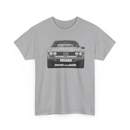 T-Shirt, Alfetta GT, Strichzeichnung, Silbergrau, mit Kennzeichen personalisierbar