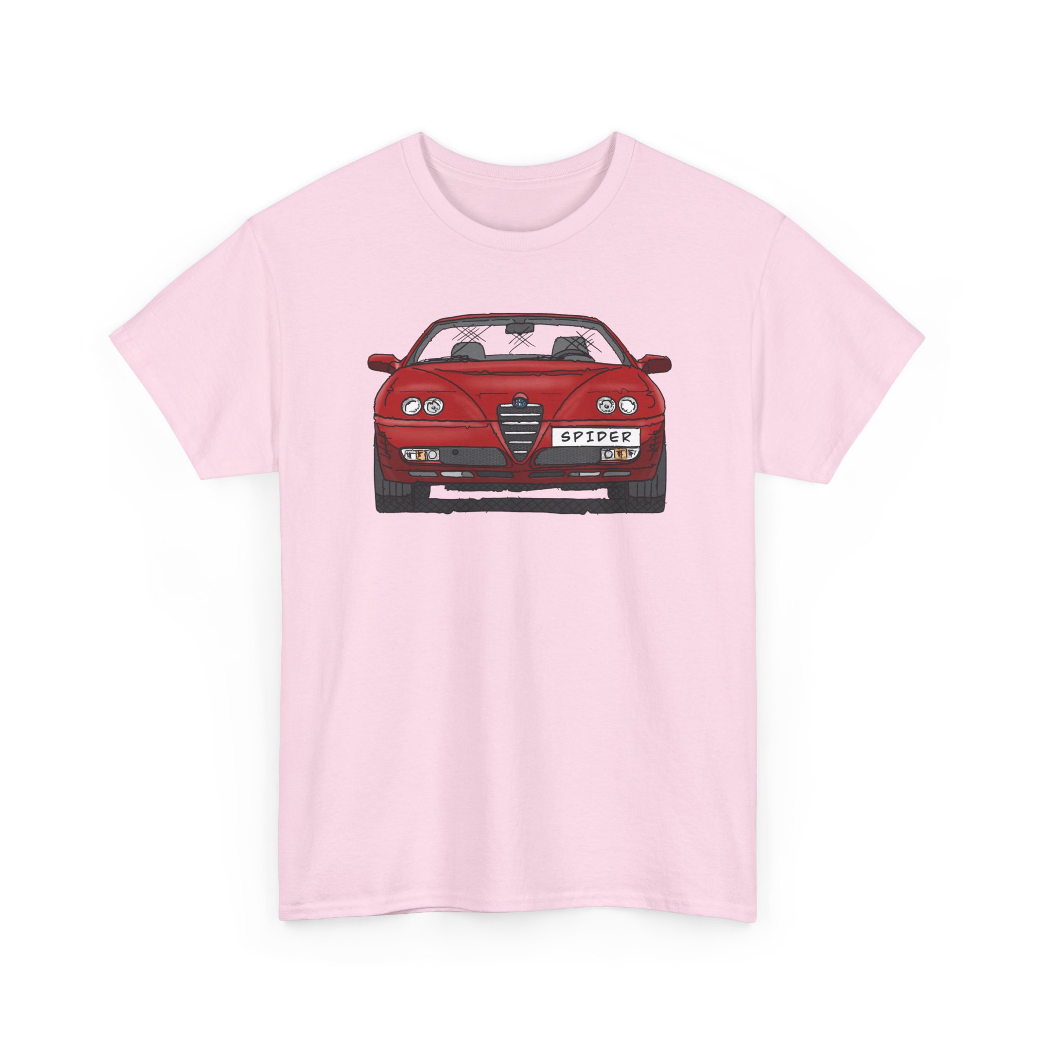 T-Shirt, Alfa Romeo Spider, 916, Strichzeichnung, Rot, personalisierbar mit Kennzeichen – Bild 10