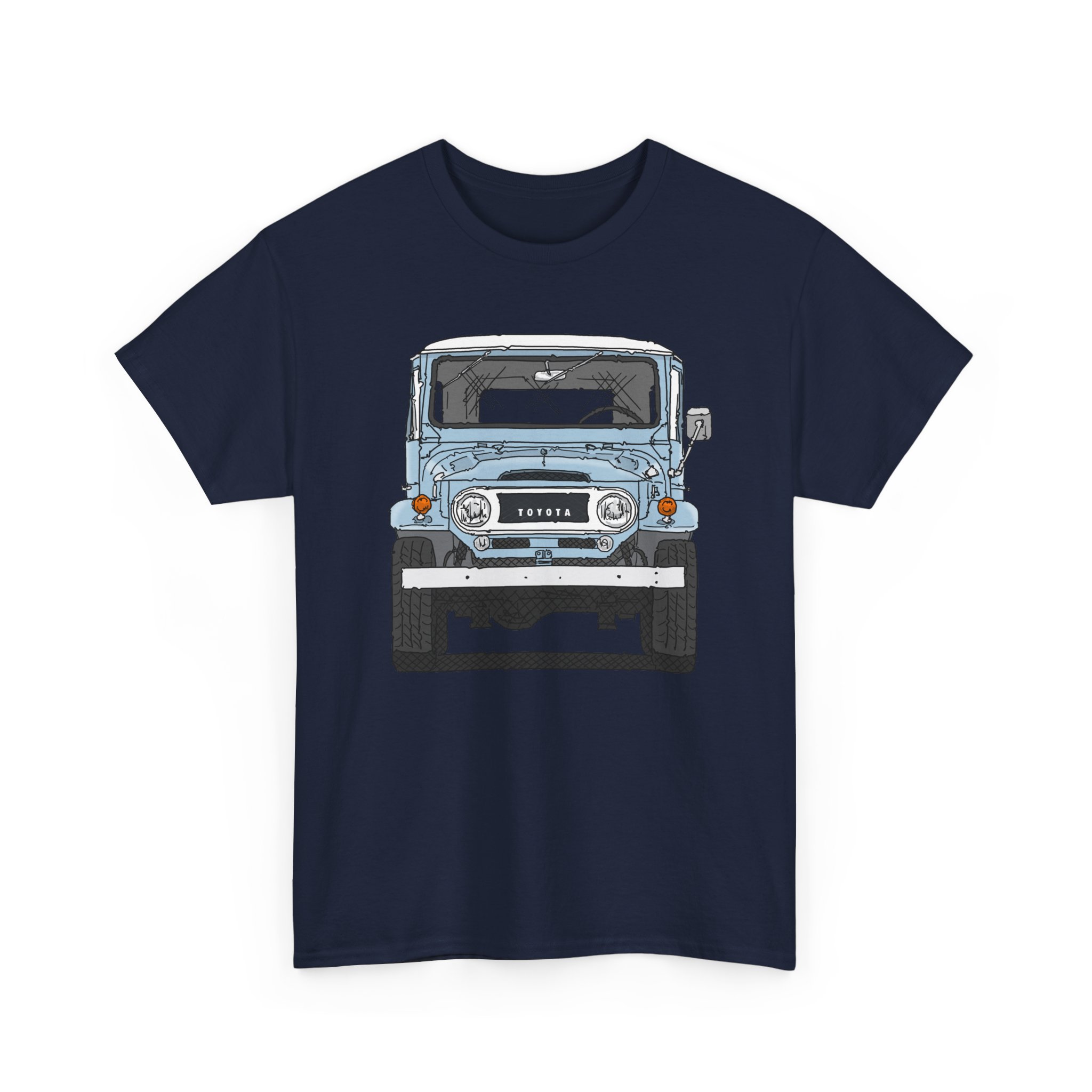 T-Shirt, Toyota Land Cruiser, Strichzeichnung, Hellblau, personalisierbar mit Kennzeichen – Bild 9