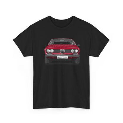T-Shirt, Alfetta GT, Strichzeichnung, Rot, mit Kennzeichen personalisierbar – Bild 3