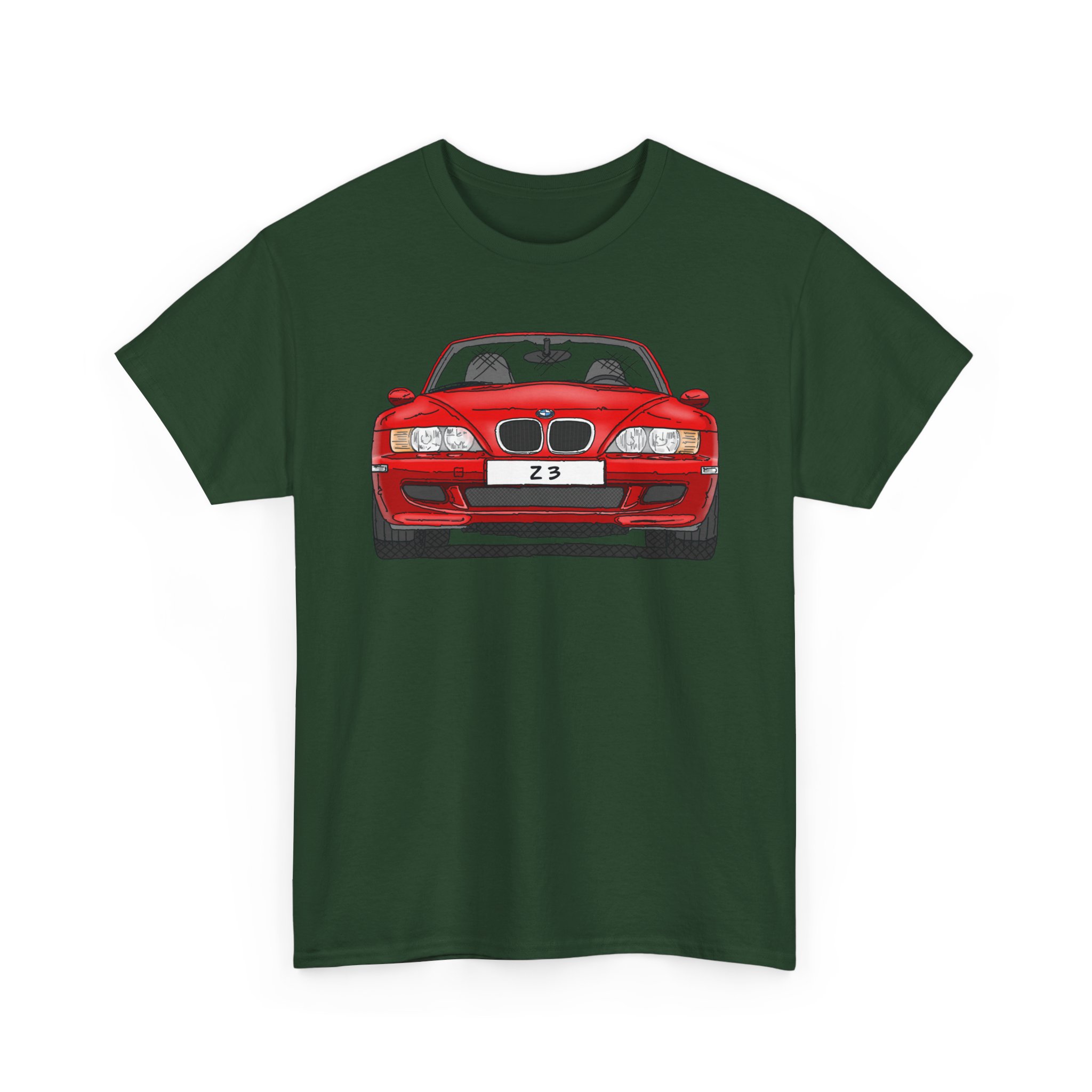 T-Shirt, BMW Z3, Strichzeichnung, Rot, personalisierbar mit Kennzeichen – Bild 12