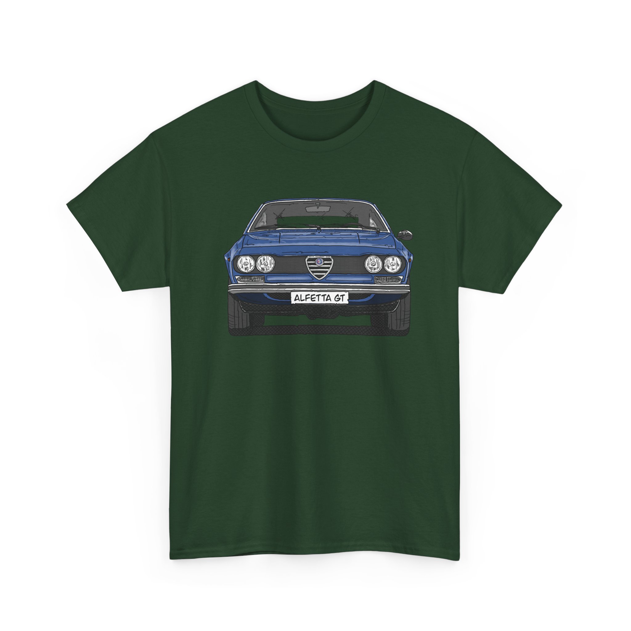 T-Shirt, Alfetta GT, Strichzeichnung, Blau, mit Kennzeichen personalisierbar – Bild 6