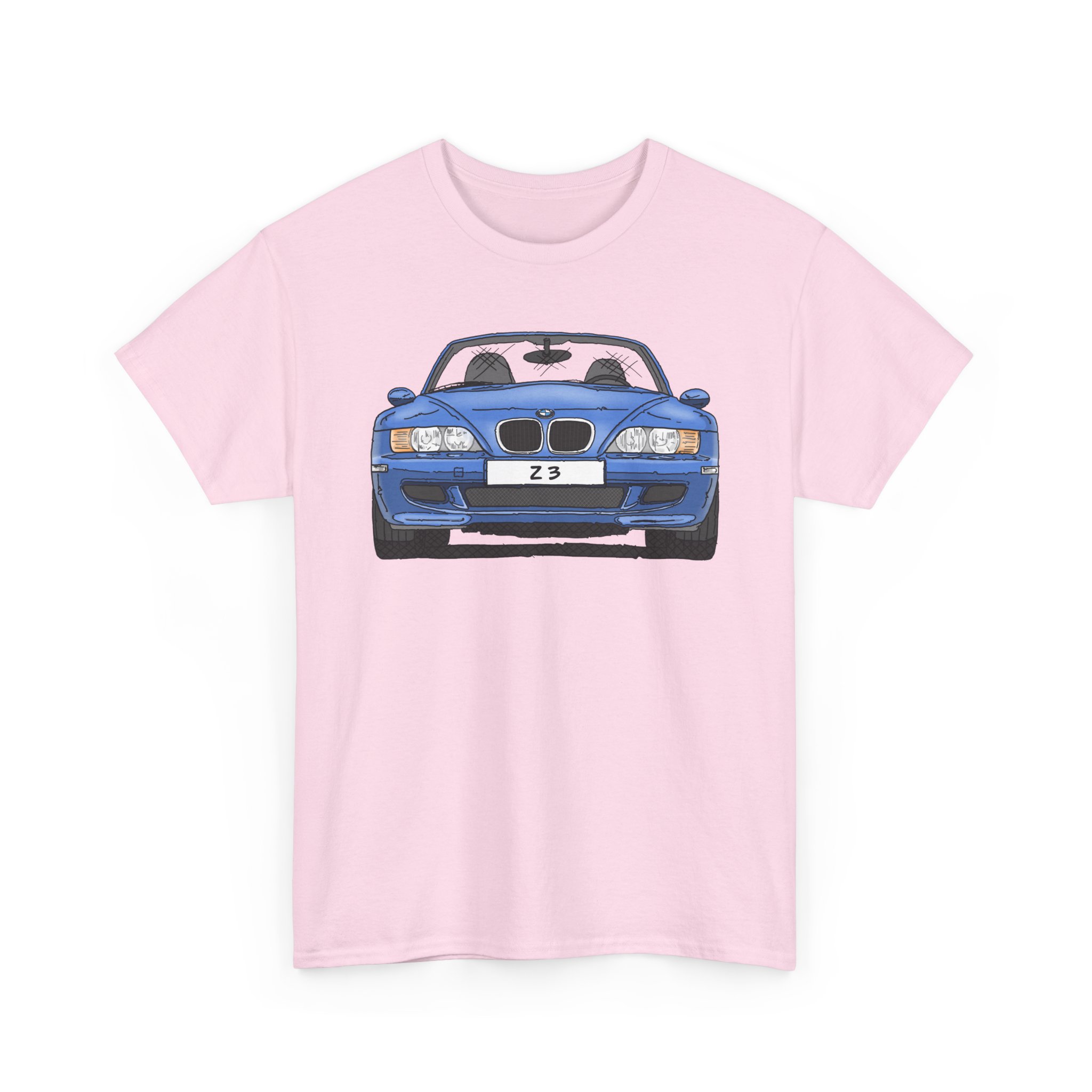 T-Shirt, BMW Z3, Strichzeichnung, Blau, personalisierbar mit Kennzeichen – Bild 10