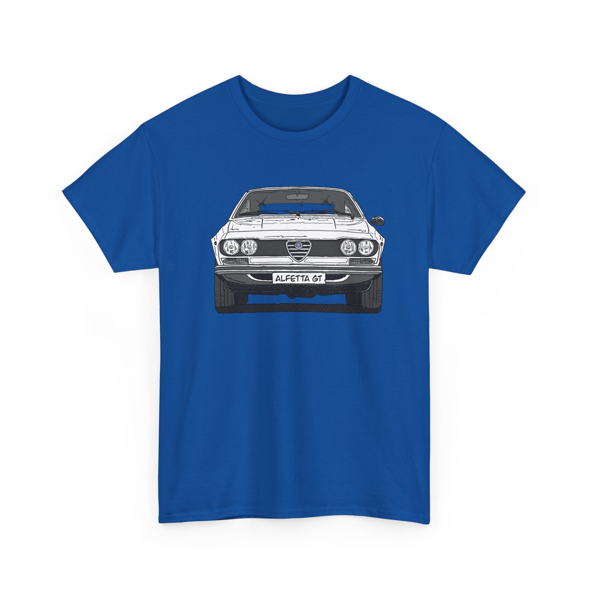T-Shirt, Alfetta GT, Strichzeichnung, Weiß, mit Kennzeichen personalisierbar – Bild 9