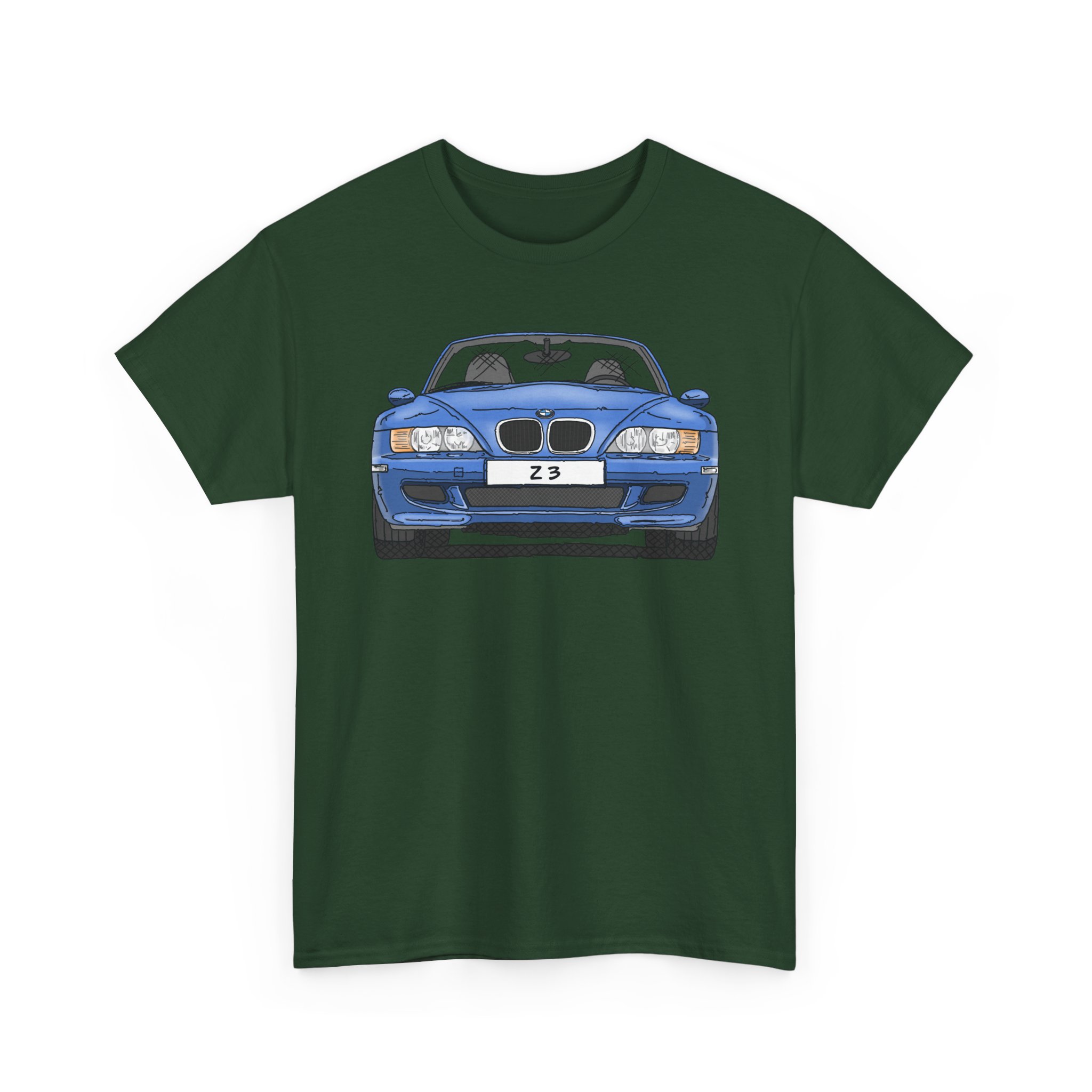 T-Shirt, BMW Z3, Strichzeichnung, Blau, personalisierbar mit Kennzeichen – Bild 12