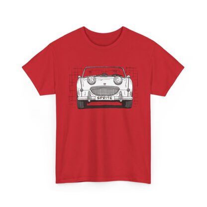 T-Shirt, Austin-Healey Sprite Mk1, Frogeye, Strichzeichnung, Weiß, personalisierbar mit Kennzeichen – Bild 12