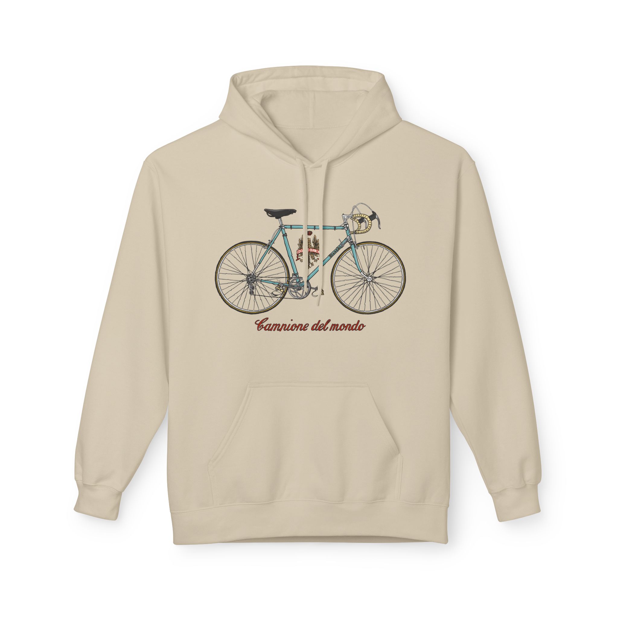 Hoodie, Bianchi Campione del Mondo, Strichzeichnung, Türkis, mit Seriennummer personalisierbar