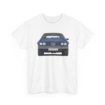 T-Shirt, Alfetta GT, Strichzeichnung, Blau, mit Kennzeichen personalisierbar – Bild 2
