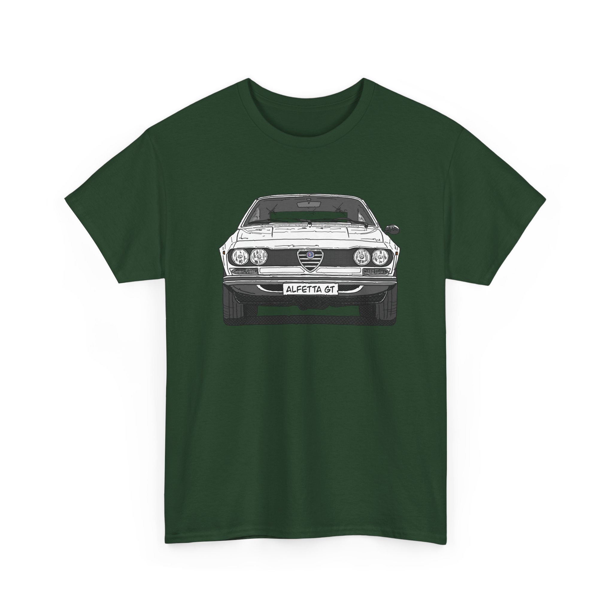 T-Shirt, Alfetta GT, Strichzeichnung, Weiß, mit Kennzeichen personalisierbar – Bild 6