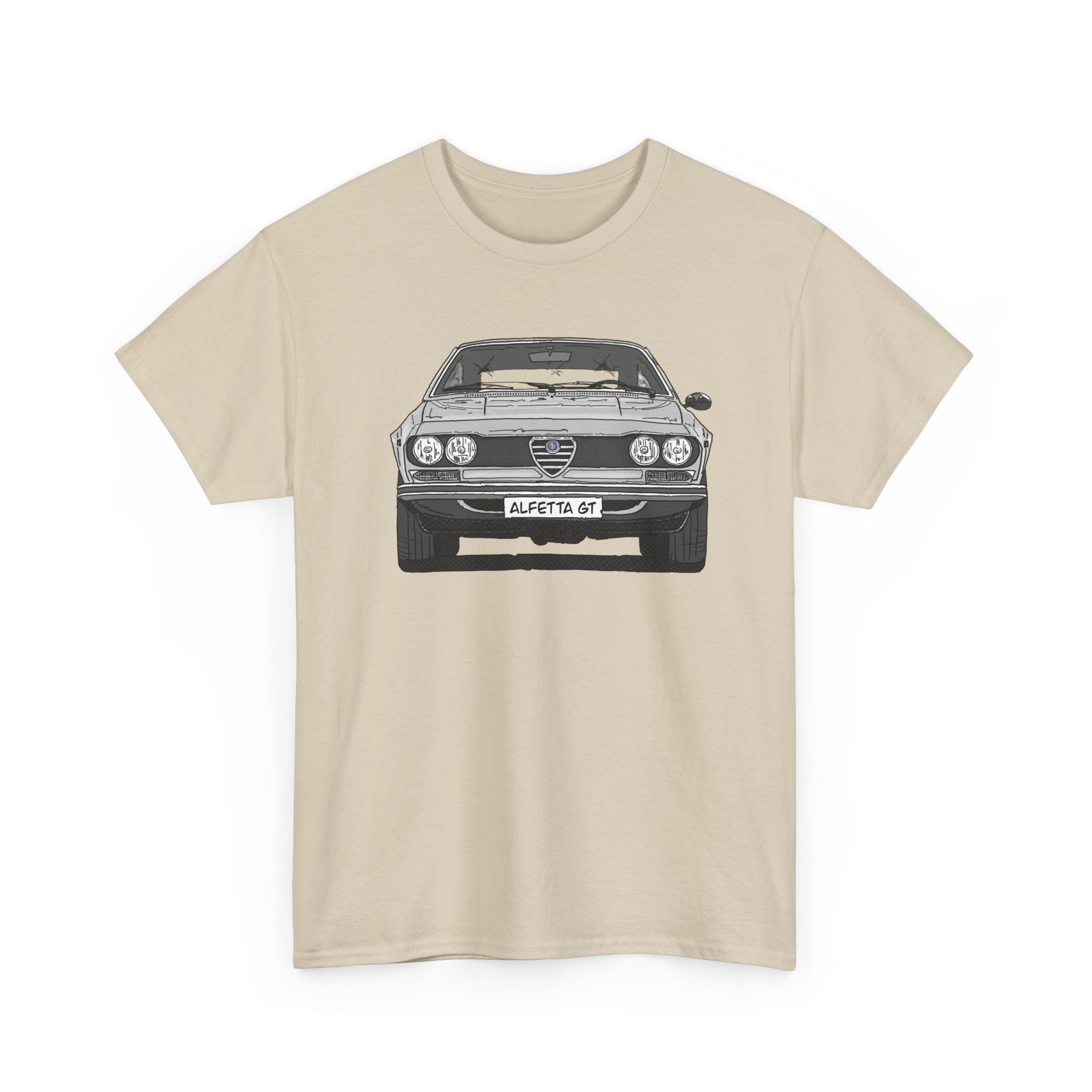 T-Shirt, Alfetta GT, Strichzeichnung, Silbergrau, mit Kennzeichen personalisierbar – Bild 4