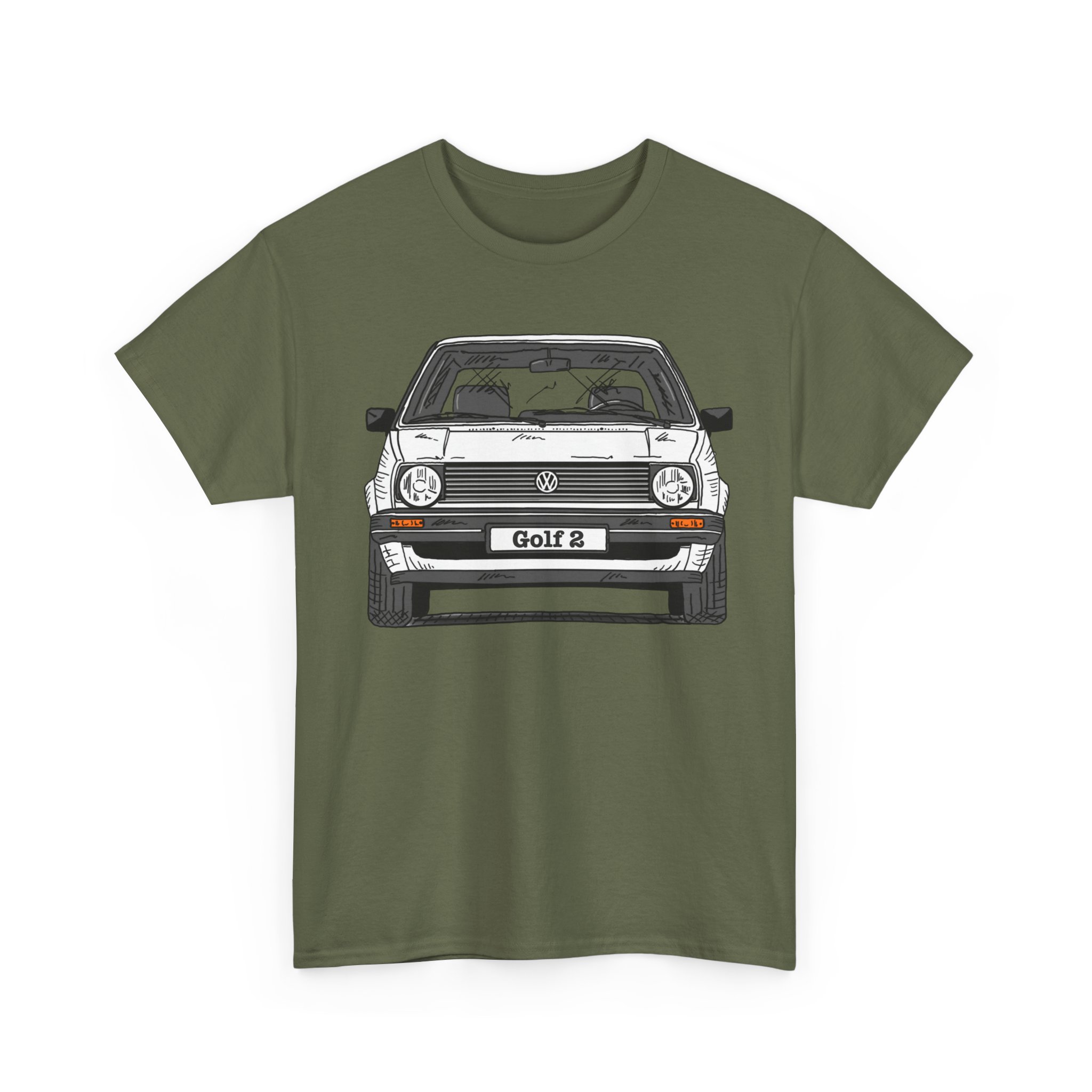 T-Shirt, Golf 2, Strichzeichnung, Weiß, personalisierbar – Bild 5