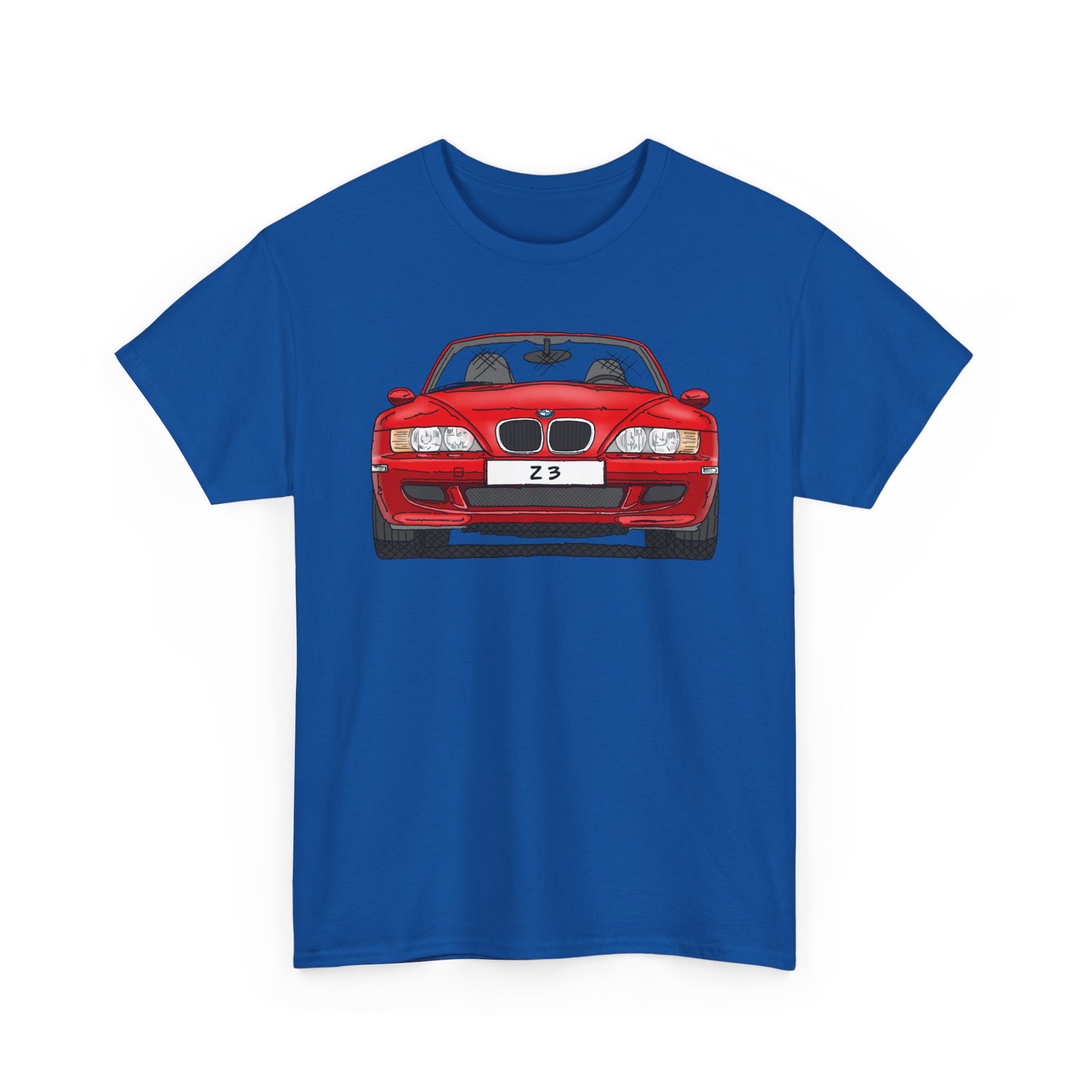 T-Shirt, BMW Z3, Strichzeichnung, Rot, personalisierbar mit Kennzeichen – Bild 8
