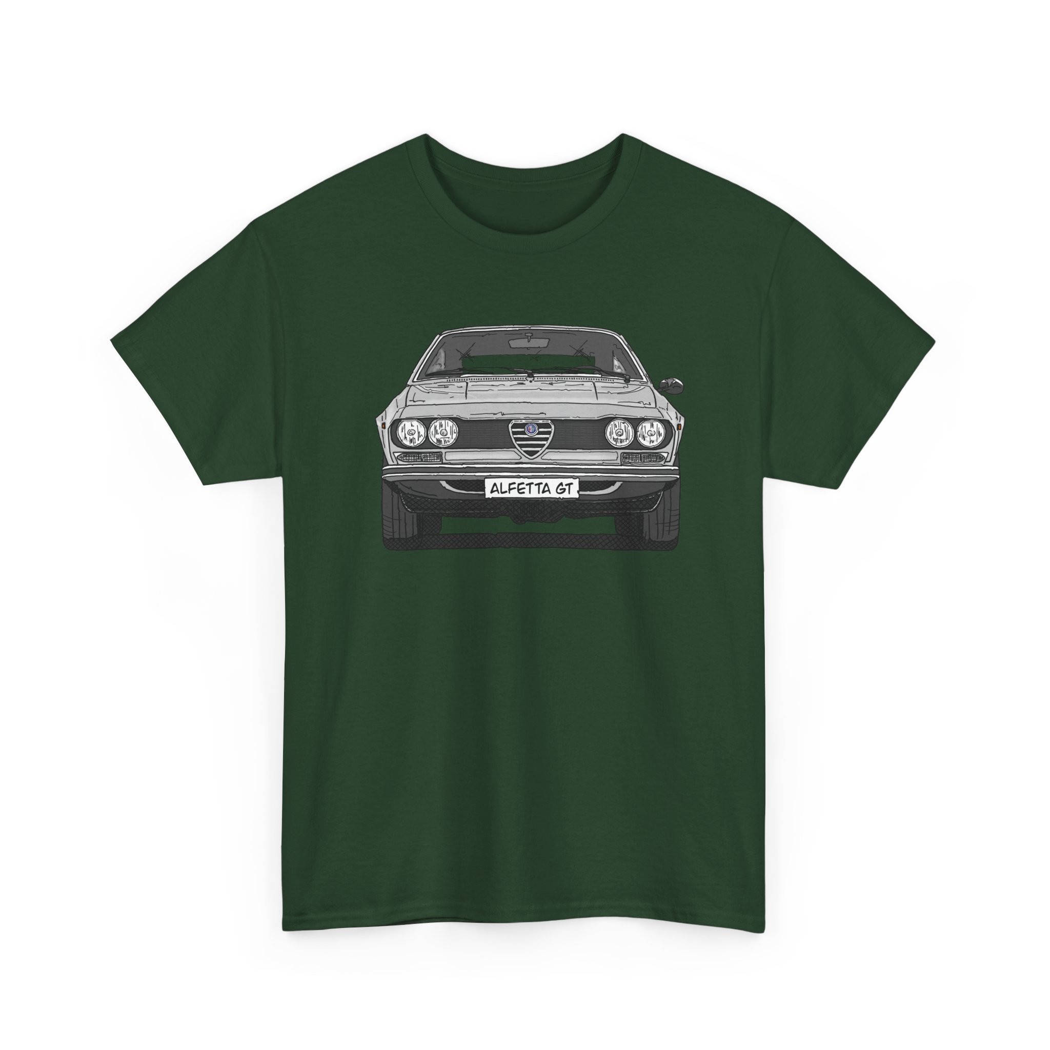 T-Shirt, Alfetta GT, Strichzeichnung, Silbergrau, mit Kennzeichen personalisierbar – Bild 6