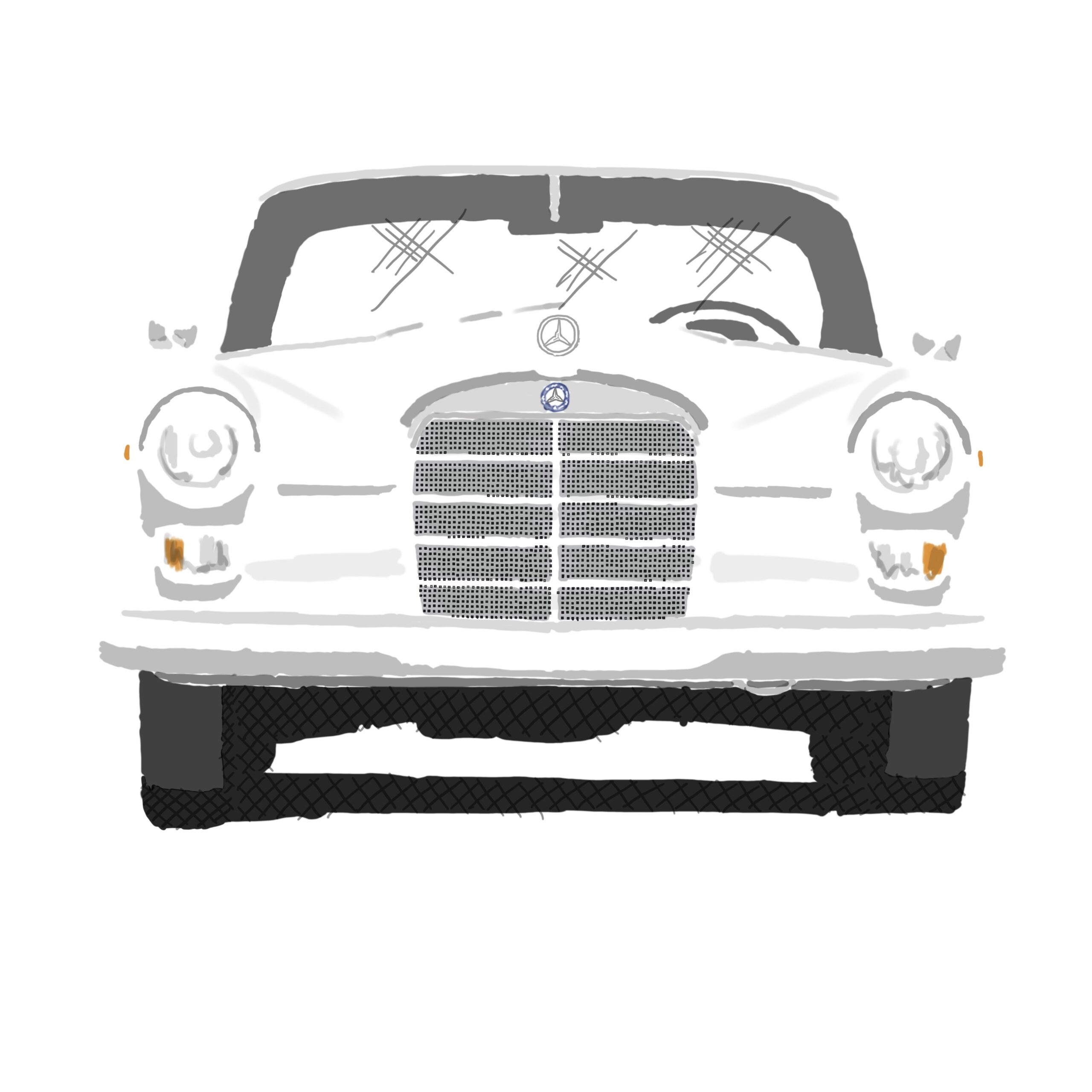 T-Shirt, Mercedes W110, Heckflosse, Strichfrei