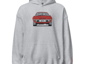 Streng limitiertes Hoodie, nur 50 Exemplare, Opel GT, Frontansicht, Rot, Kennzeichen möglich, Vorderseite und Ärmel edel bestickt