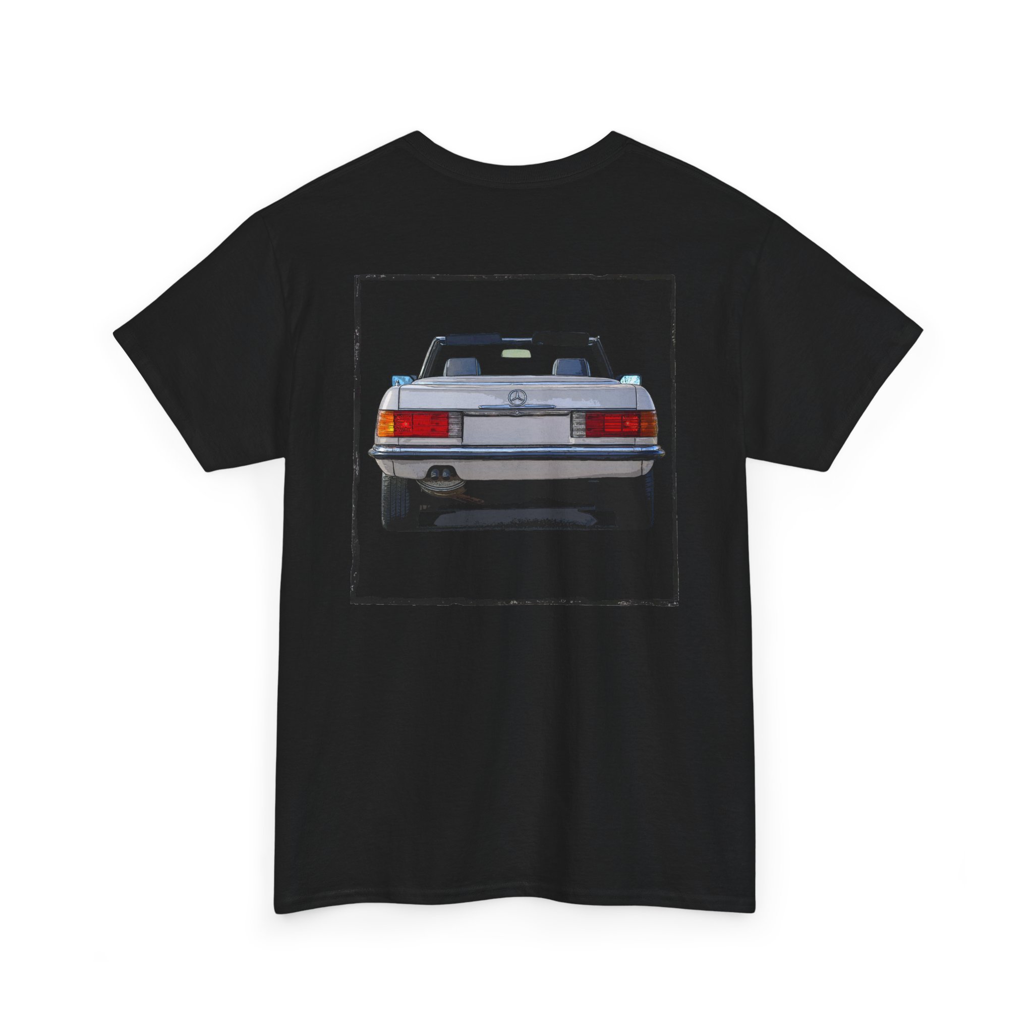 T-Shirt, Mercedes SL R107, Silber - Vorder- und Rückseite bedruckt – Bild 6