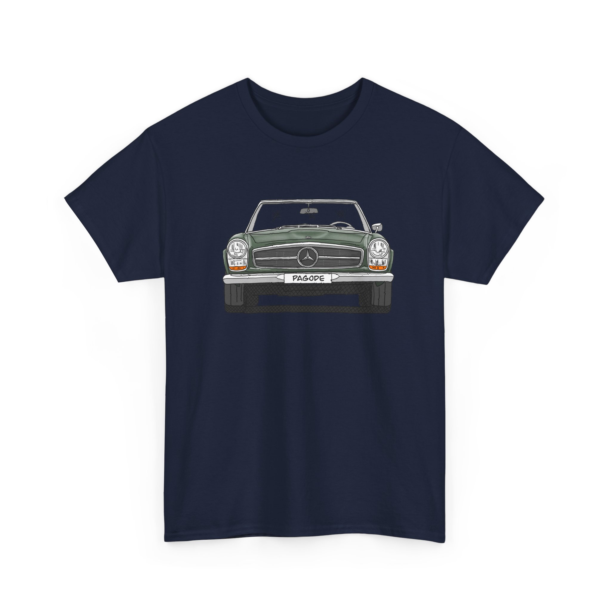 T-Shirt, Mercedes SL W113 Pagode, Strichzeichnung, Grün, eigenes Kennzeichen möglich – Bild 10