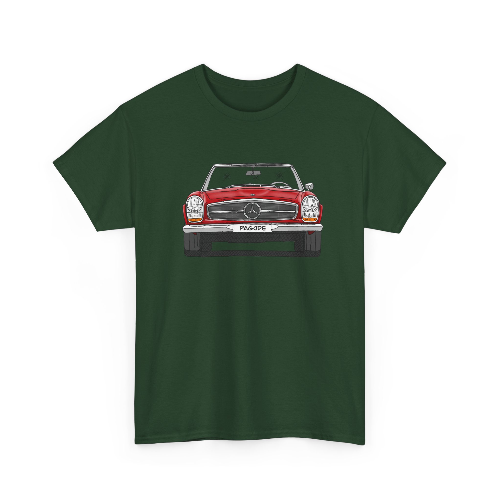 T-Shirt, Mercedes SL W113 Pagode, Strichzeichnung, Rot, eigenes Kennzeichen möglich – Bild 6