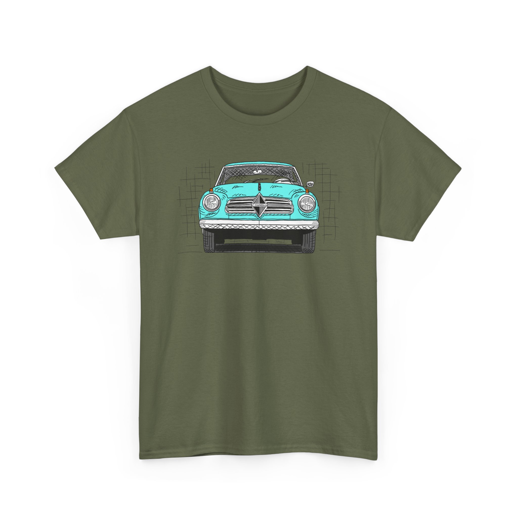 T-Shirt, Borgward Isabella, Strichzeichnung, Türkis, personalisierbar – Bild 5