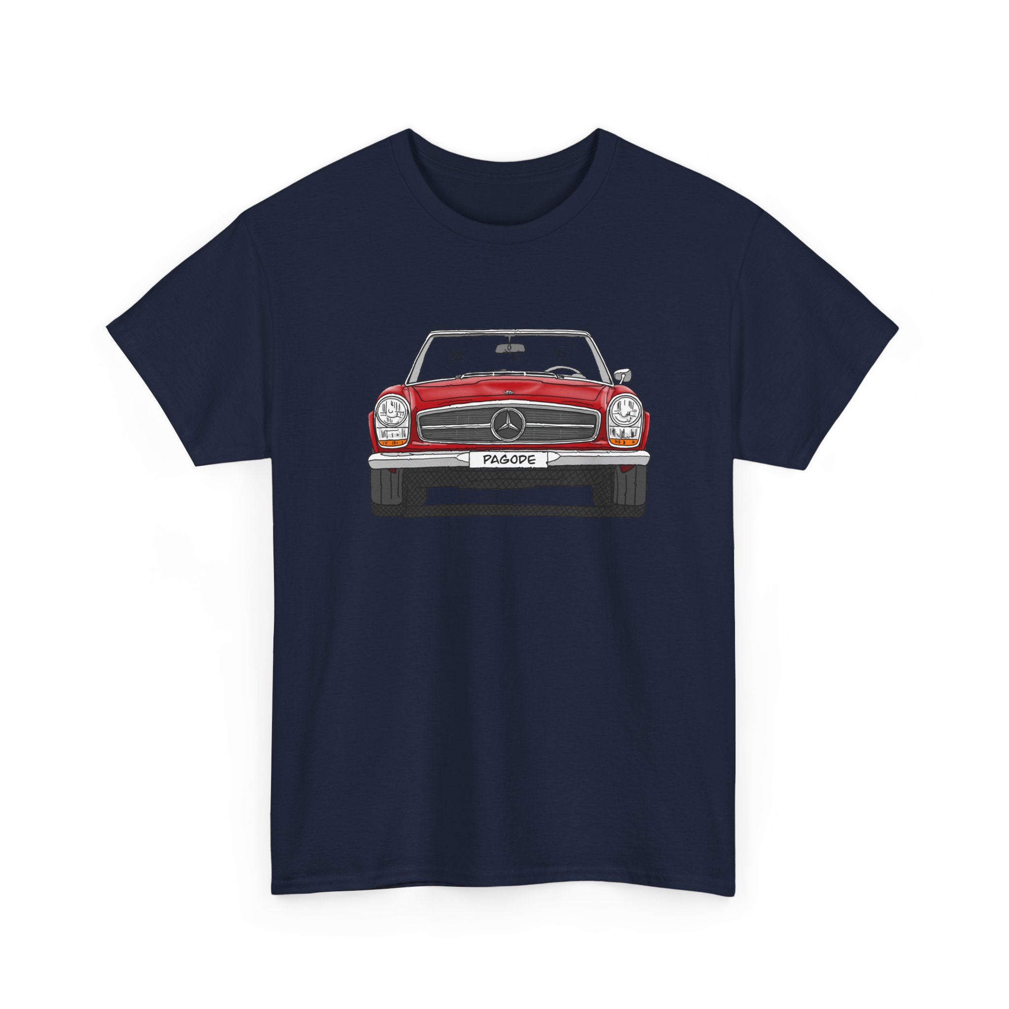 T-Shirt, Mercedes SL W113 Pagode, Strichzeichnung, Rot, eigenes Kennzeichen möglich – Bild 10