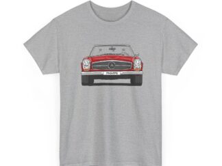 T-Shirt, Mercedes SL W113 Pagode, Strichzeichnung, Rot, eigenes Kennzeichen möglich