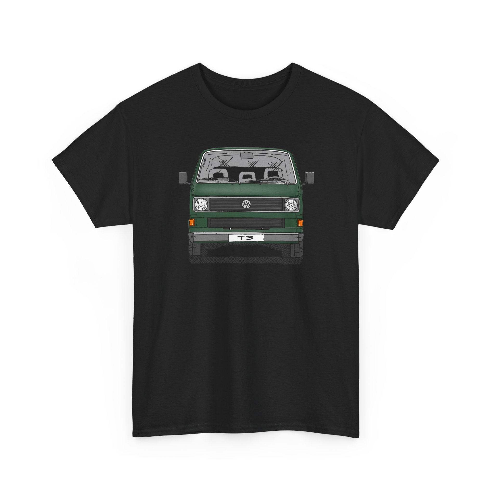 T-Shirt, VW T3, Bulli, VW Bus, Strichzeichnung, Dunkelgrün, mit Kennzeichen personalisierbar – Bild 10