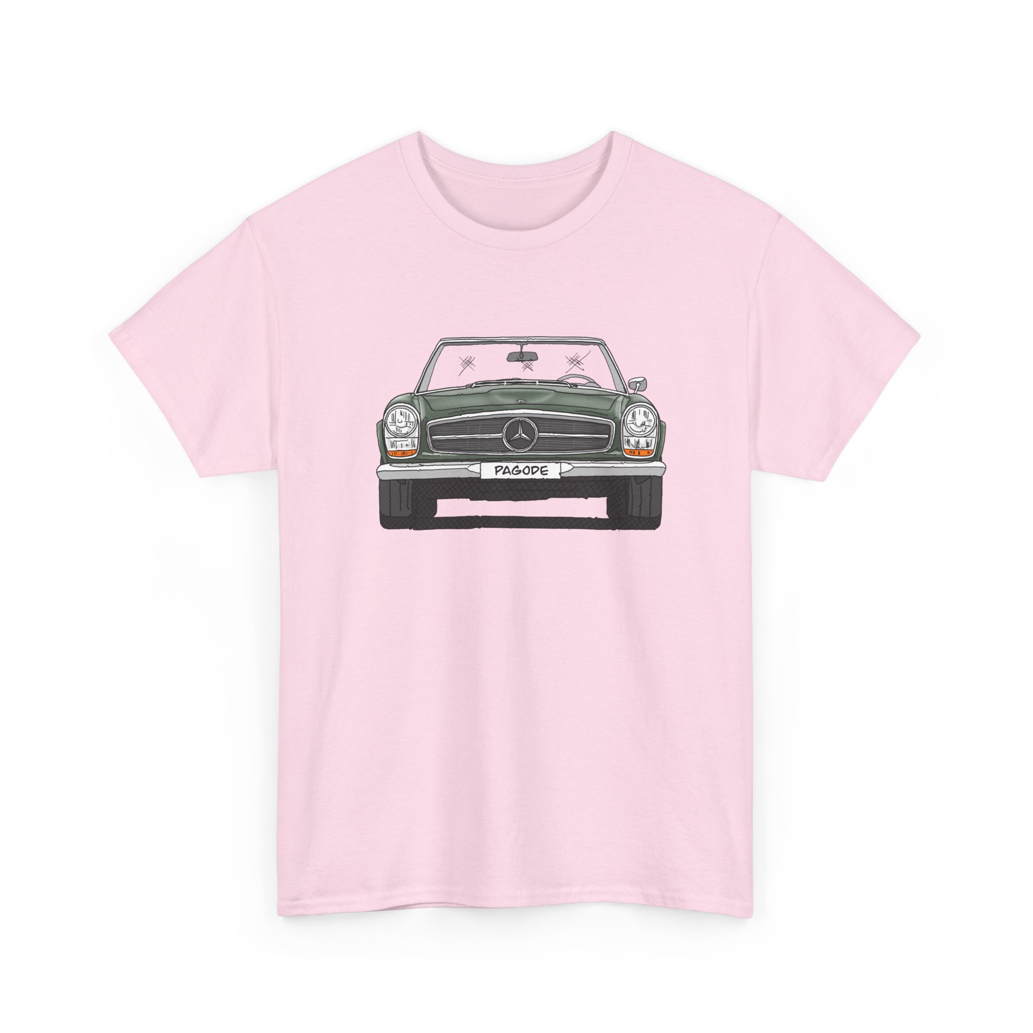 T-Shirt, Mercedes SL W113 Pagode, Strichzeichnung, Grün, eigenes Kennzeichen möglich – Bild 11