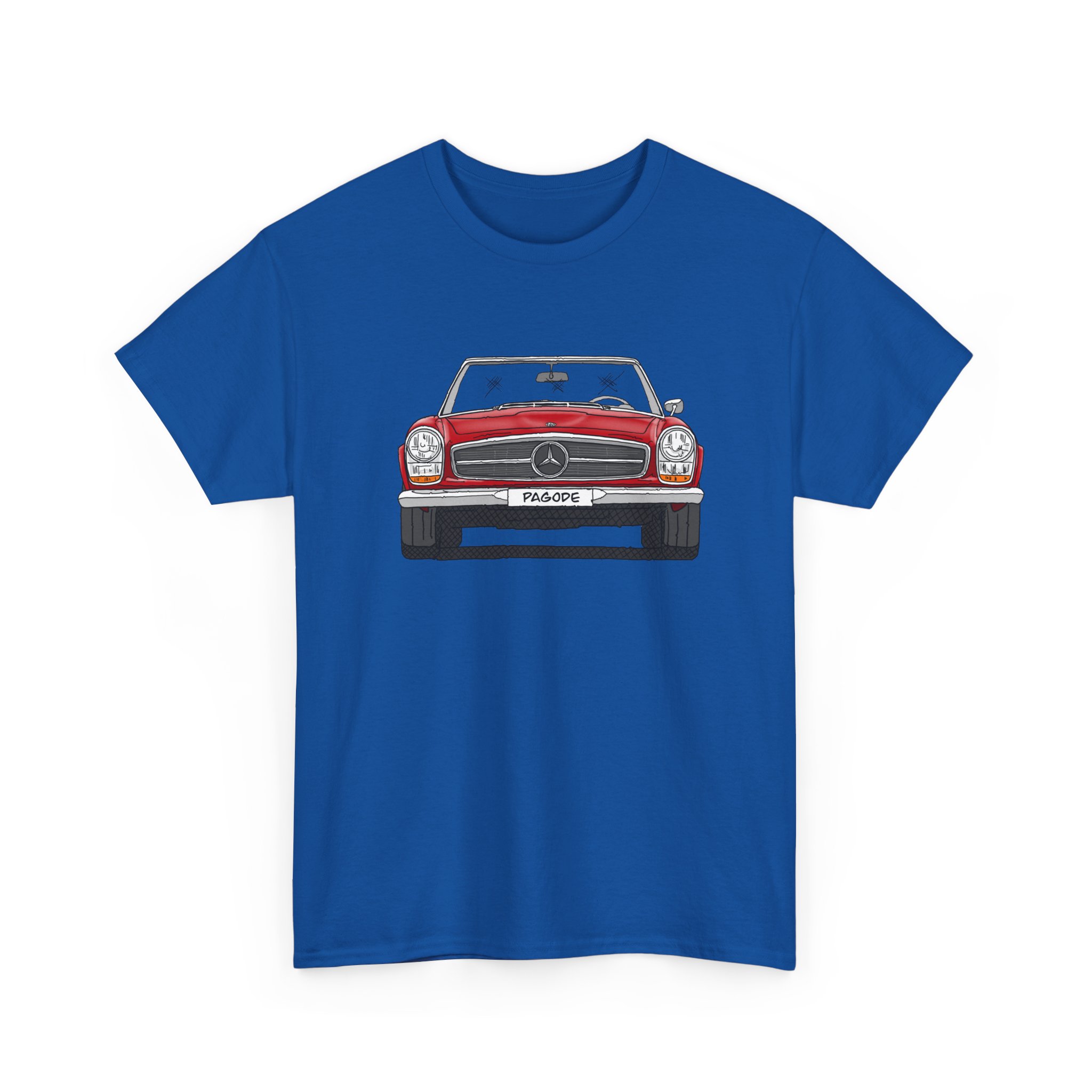 T-Shirt, Mercedes SL W113 Pagode, Strichzeichnung, Rot, eigenes Kennzeichen möglich – Bild 9