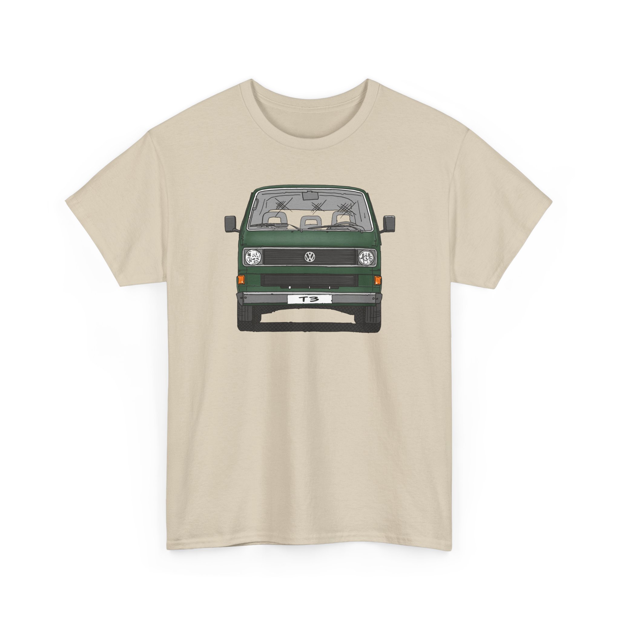 T-Shirt, VW T3, Bulli, VW Bus, Strichzeichnung, Dunkelgrün, mit Kennzeichen personalisierbar – Bild 8