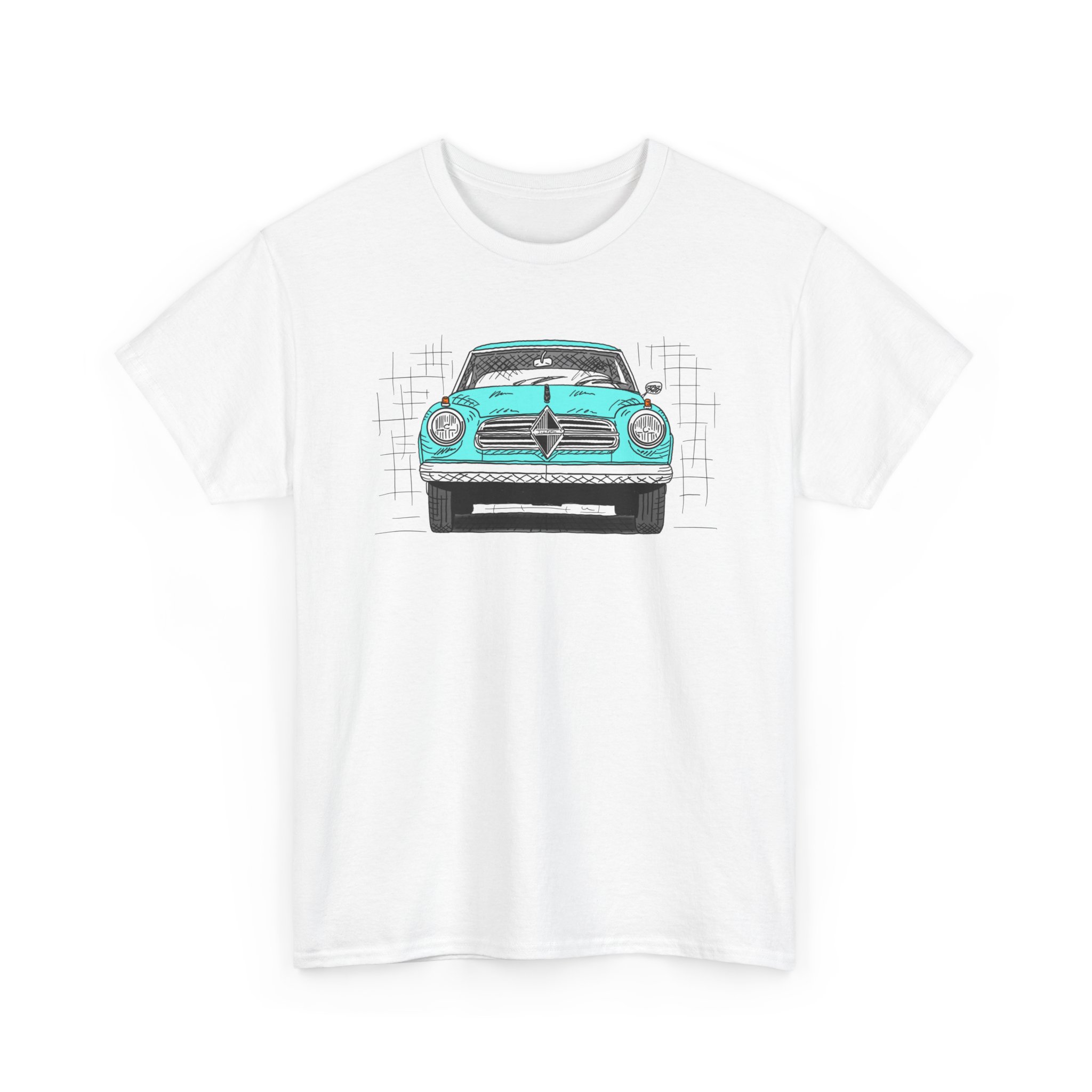 T-Shirt, Borgward Isabella, Strichzeichnung, Türkis, personalisierbar – Bild 2