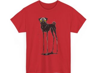 T-Shirt, Hündchen, Mops, großer feiner Druck