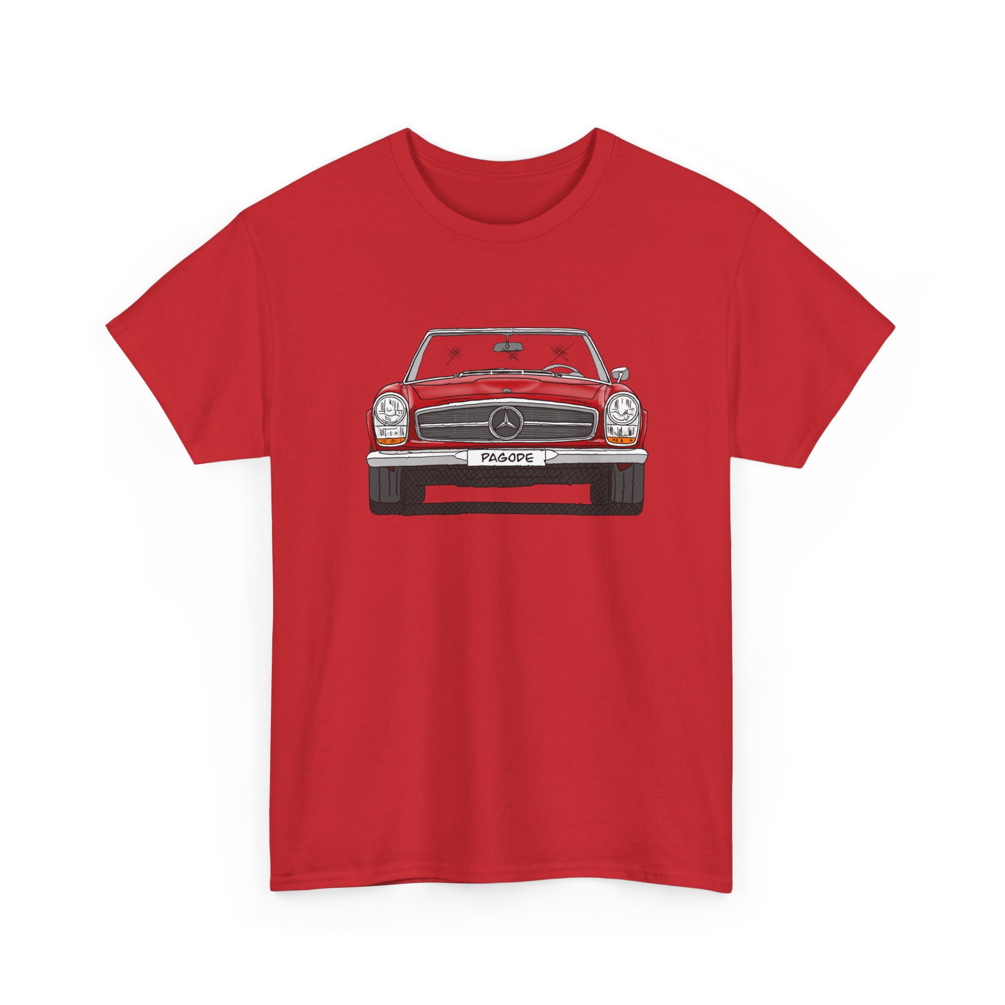 T-Shirt, Mercedes SL W113 Pagode, Strichzeichnung, Rot, eigenes Kennzeichen möglich – Bild 12