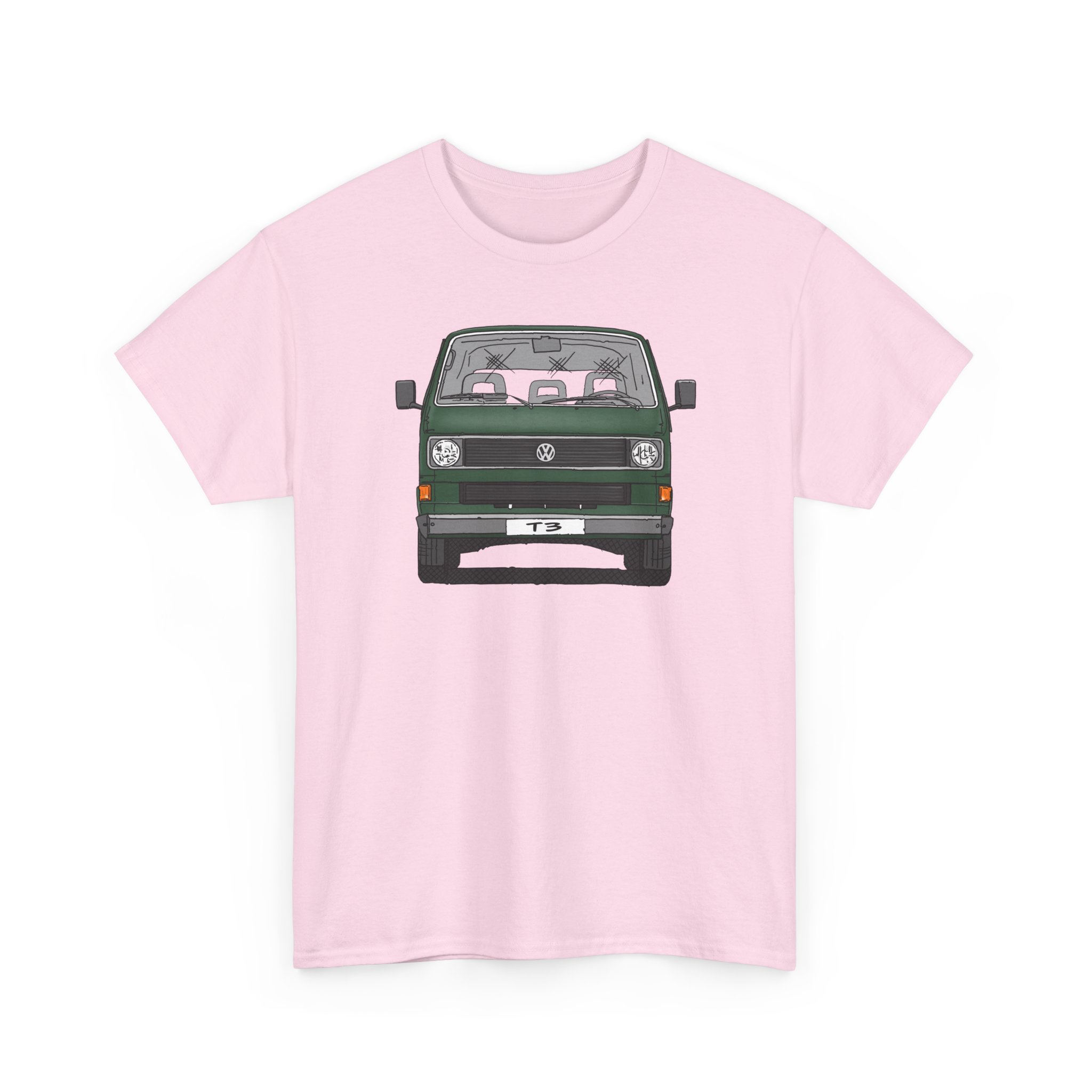 T-Shirt, VW T3, Bulli, VW Bus, Strichzeichnung, Dunkelgrün, mit Kennzeichen personalisierbar – Bild 4