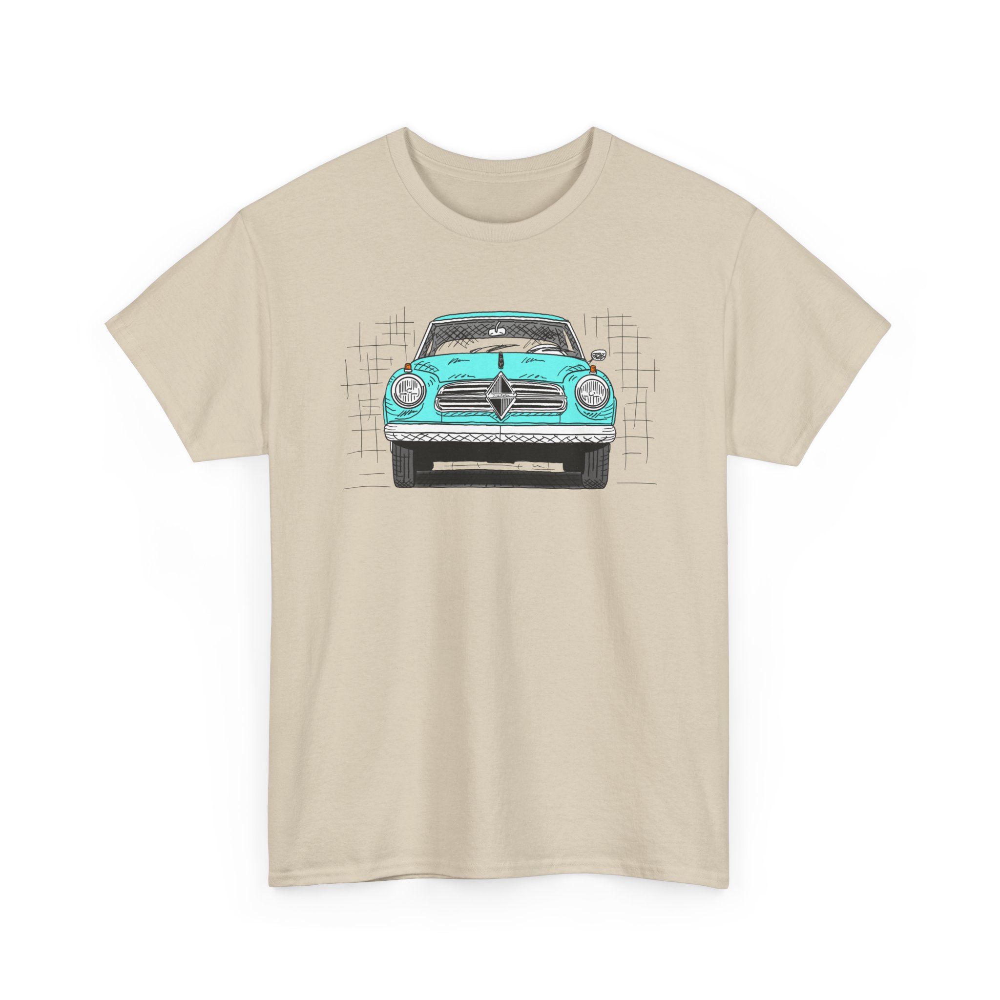 T-Shirt, Borgward Isabella, Strichzeichnung, Türkis, personalisierbar – Bild 4