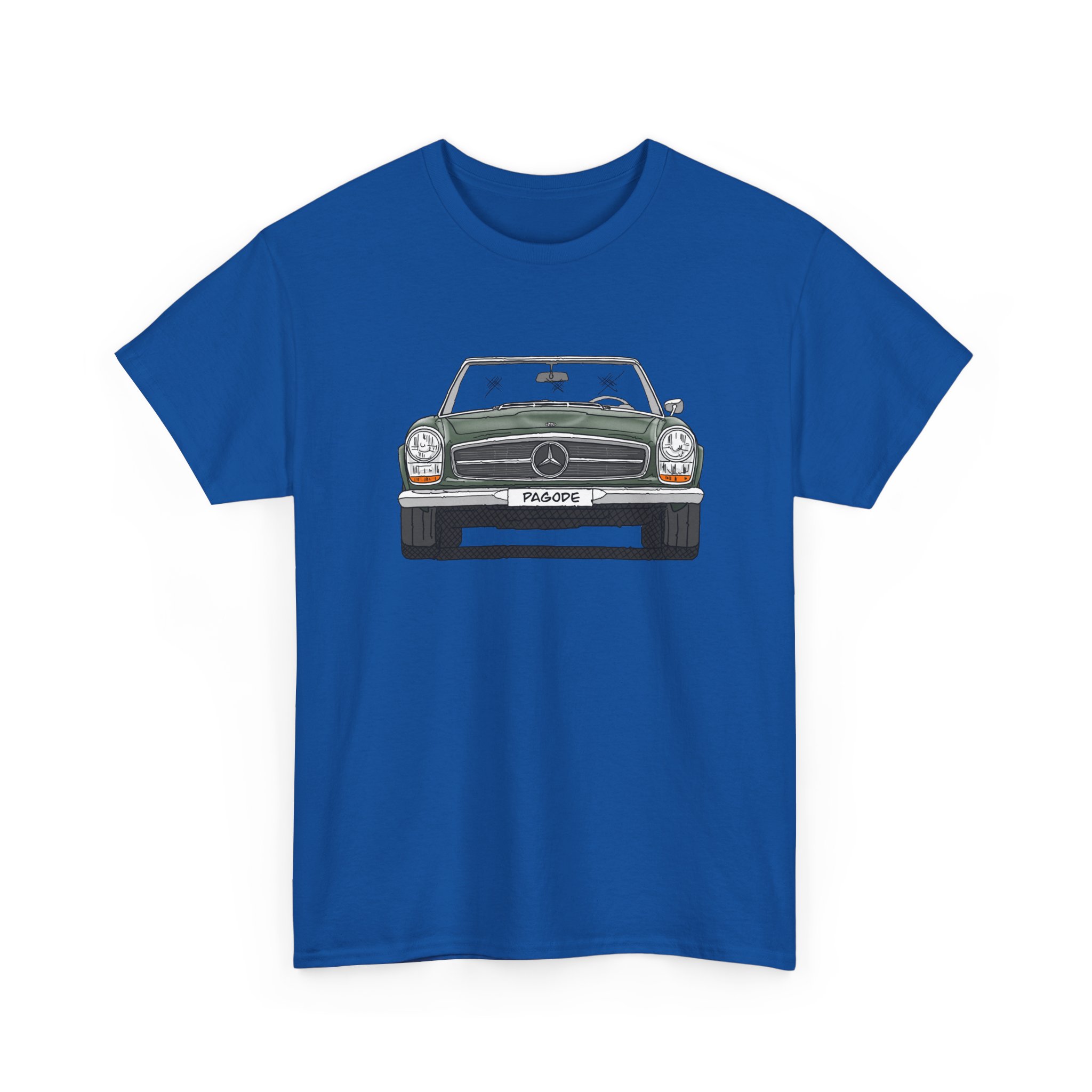 T-Shirt, Mercedes SL W113 Pagode, Strichzeichnung, Grün, eigenes Kennzeichen möglich – Bild 9