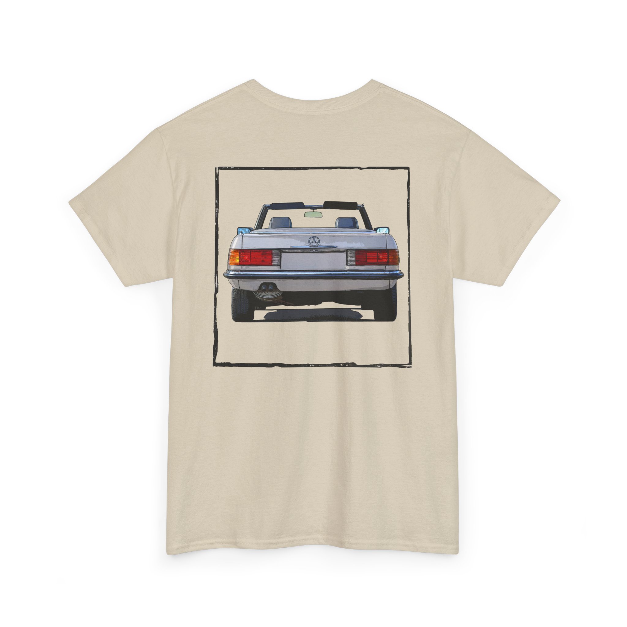 T-Shirt, Mercedes SL R107, Silber - Vorder- und Rückseite bedruckt – Bild 8