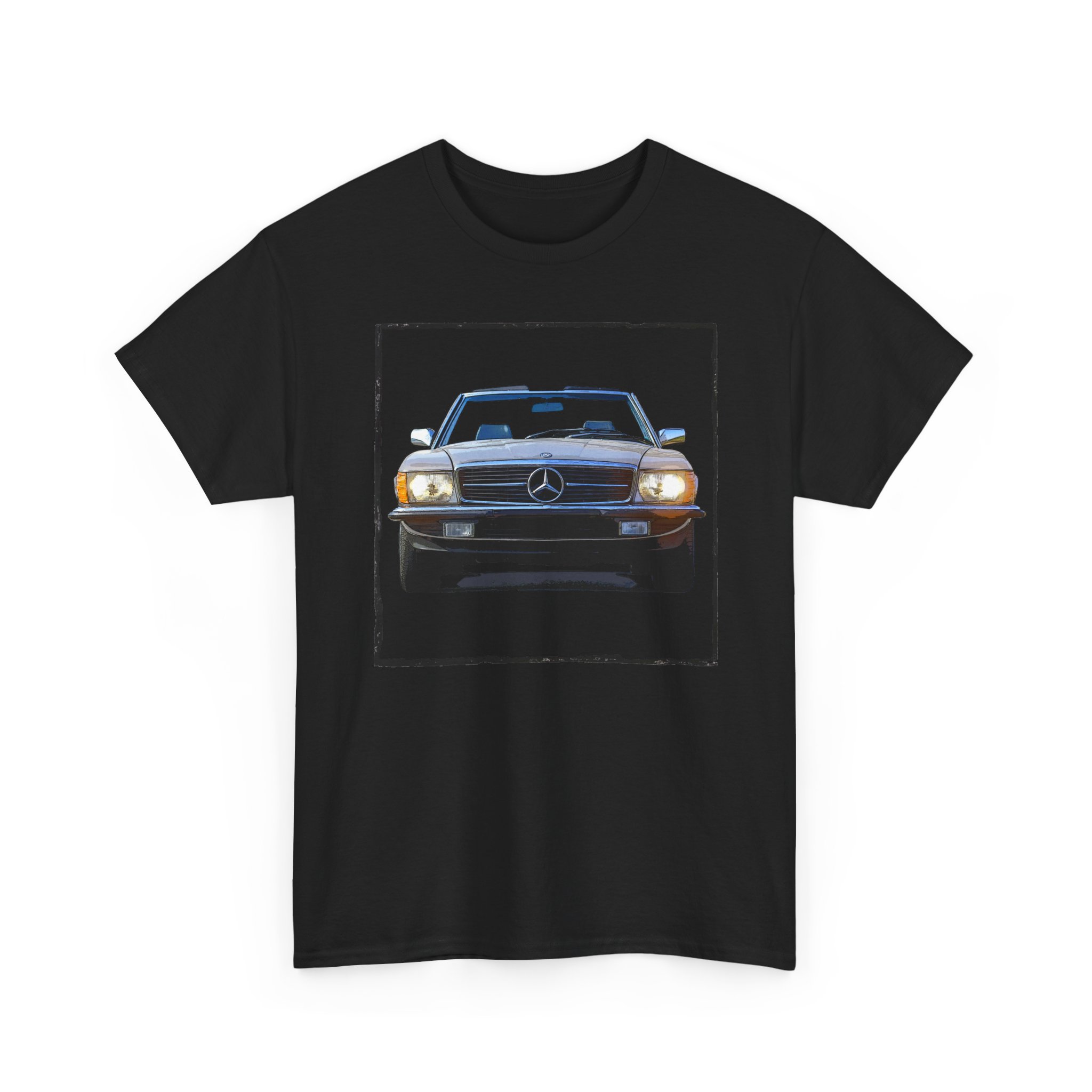 T-Shirt, Mercedes SL R107, Silber - Vorder- und Rückseite bedruckt – Bild 5