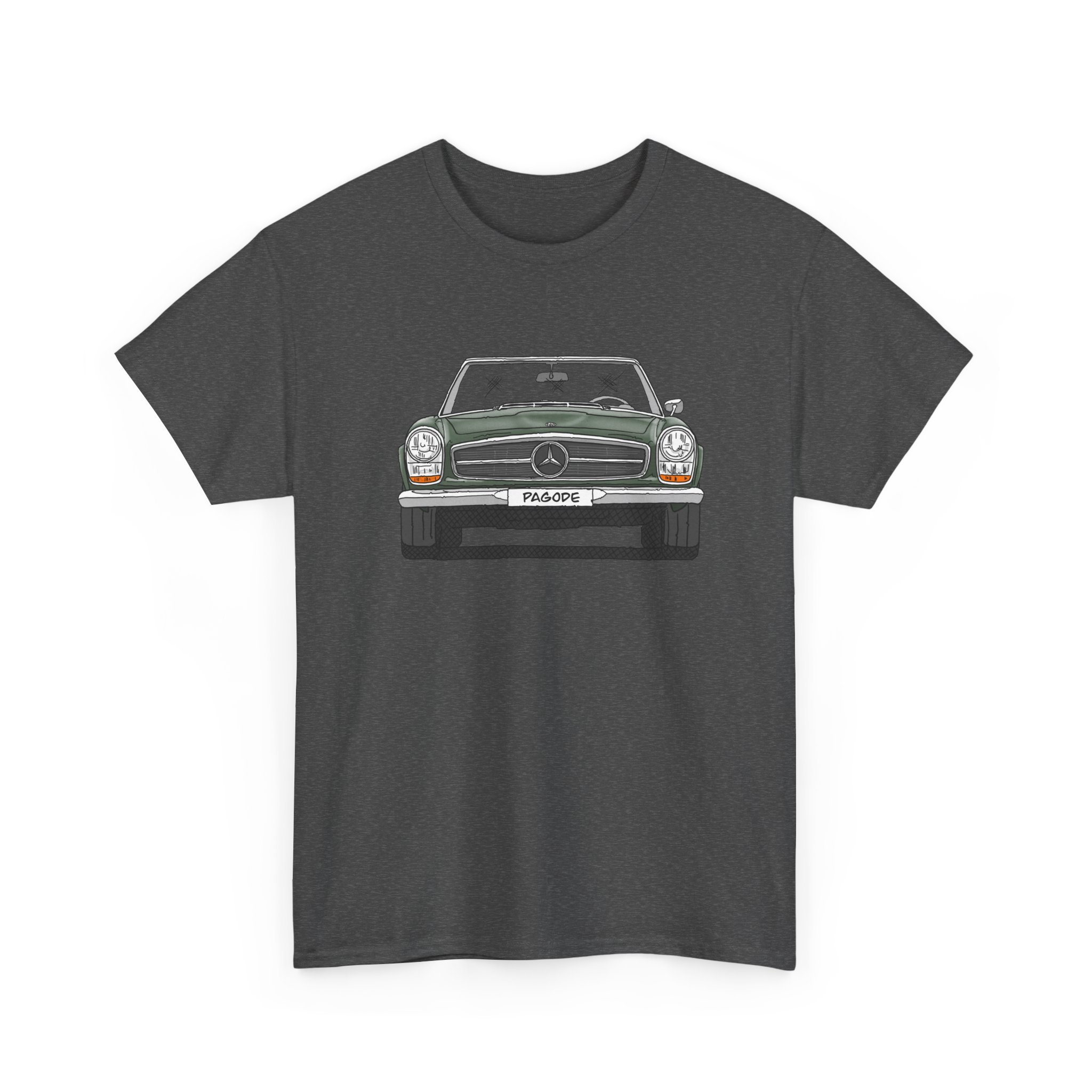 T-Shirt, Mercedes SL W113 Pagode, Strichzeichnung, Grün, eigenes Kennzeichen möglich – Bild 7