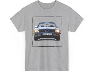 T-Shirt, Mercedes SL R107, Weiß, Vorder- und Rückseite bedruckt, BB E 107H