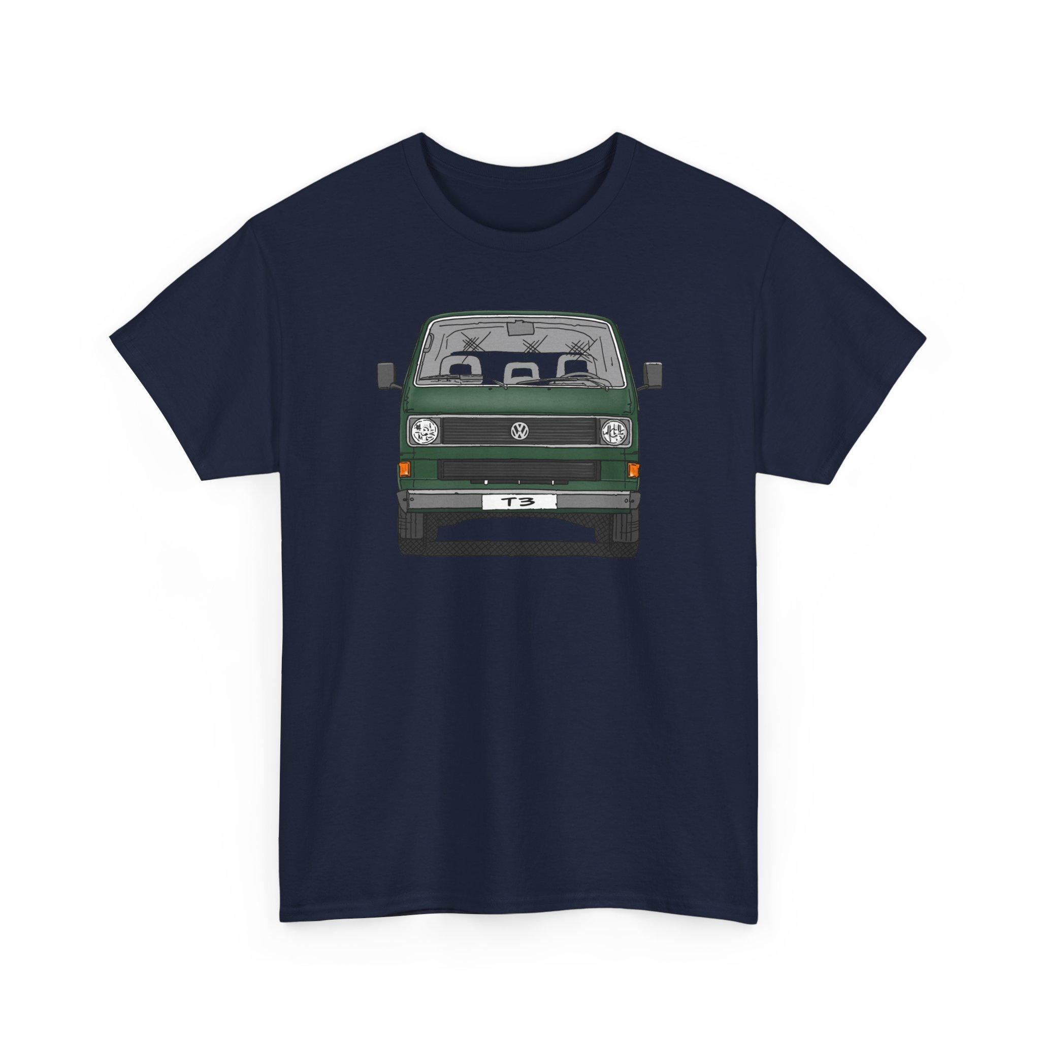 T-Shirt, VW T3, Bulli, VW Bus, Strichzeichnung, Dunkelgrün, mit Kennzeichen personalisierbar – Bild 5