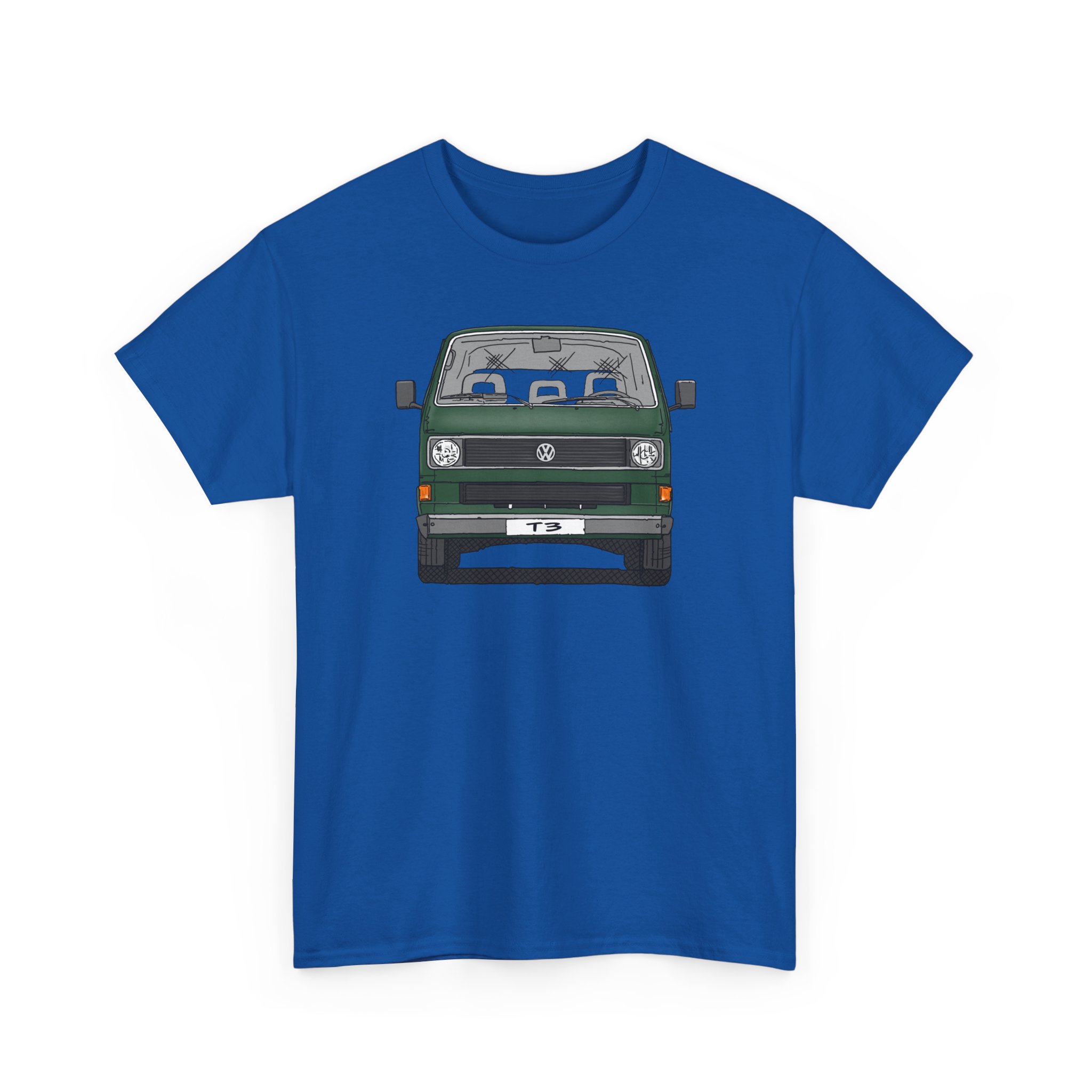 T-Shirt, VW T3, Bulli, VW Bus, Strichzeichnung, Dunkelgrün, mit Kennzeichen personalisierbar – Bild 7