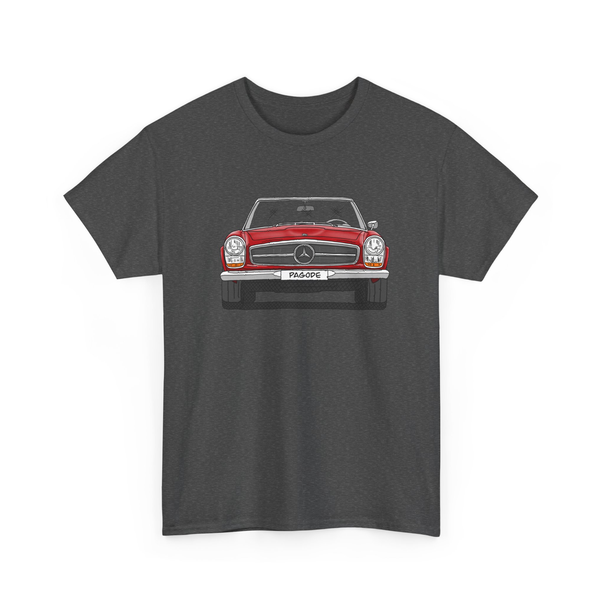 T-Shirt, Mercedes SL W113 Pagode, Strichzeichnung, Rot, eigenes Kennzeichen möglich – Bild 7