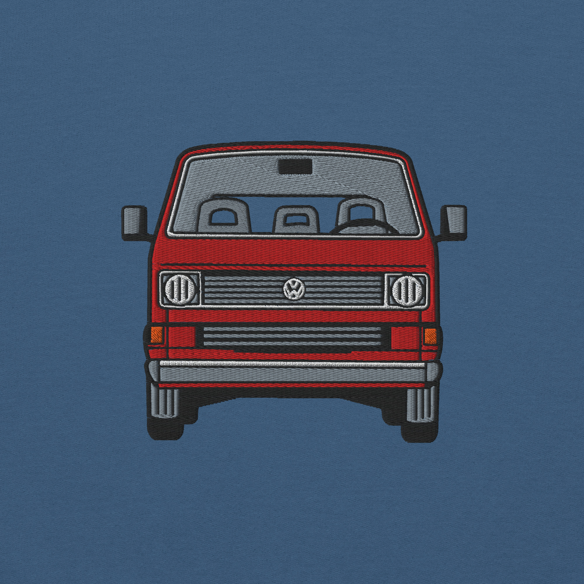 Streng limitiertes Hoodie, nur 50 Exemplare, VW T3, Bulli, Rot, Vorderseite und Ärmel edel bestickt – Bild 3