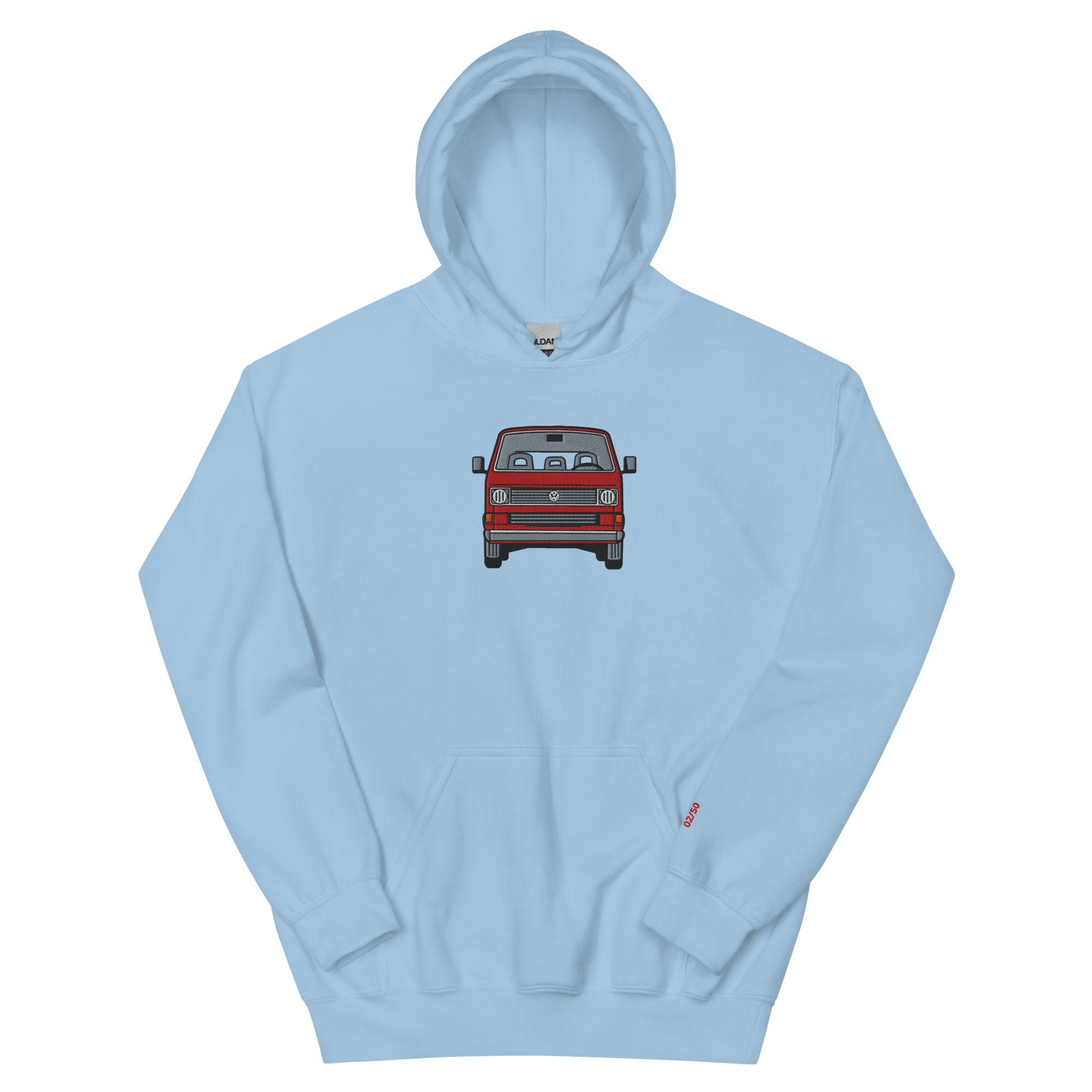 Streng limitiertes Hoodie, nur 50 Exemplare, VW T3, Bulli, Rot, Vorderseite und Ärmel edel bestickt – Bild 12